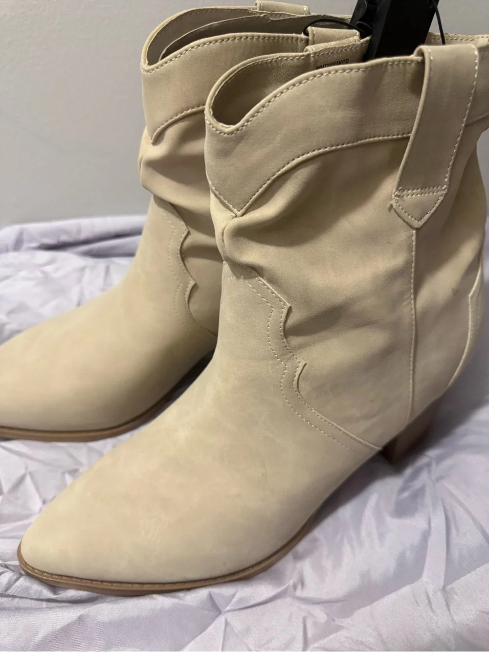 Time and Tru Beige Western Ankle Booties